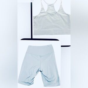 Girlfriend Collective Dewdrop Active Set – Bike Shorts + Halter Bra M